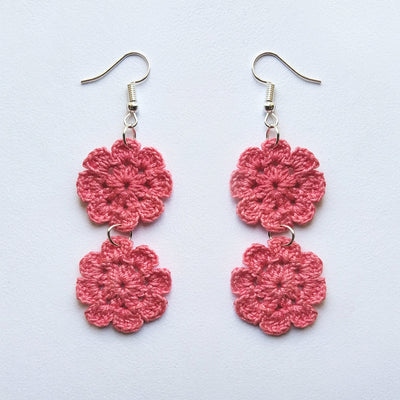 Pink Delight - Handmade Crochet Earring – Womens Earrings on Brown Living™. SKU: WT - PD - 01. Img 3.