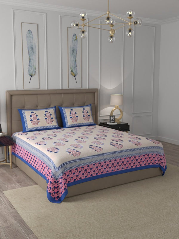 Buy Pink Elegant Hand Block Paisley Print Cotton Super King Size Bedding Set | Shop Verified Sustainable Bedding on Brown Living™