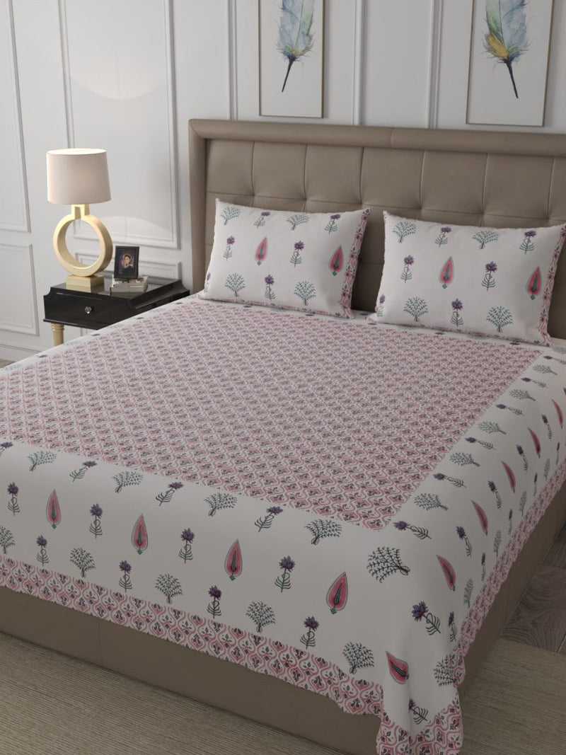 Buy Pink Elegant Hand Block Print Pure Cotton Super King Size Bedding Set | Shop Verified Sustainable Products on Brown Living