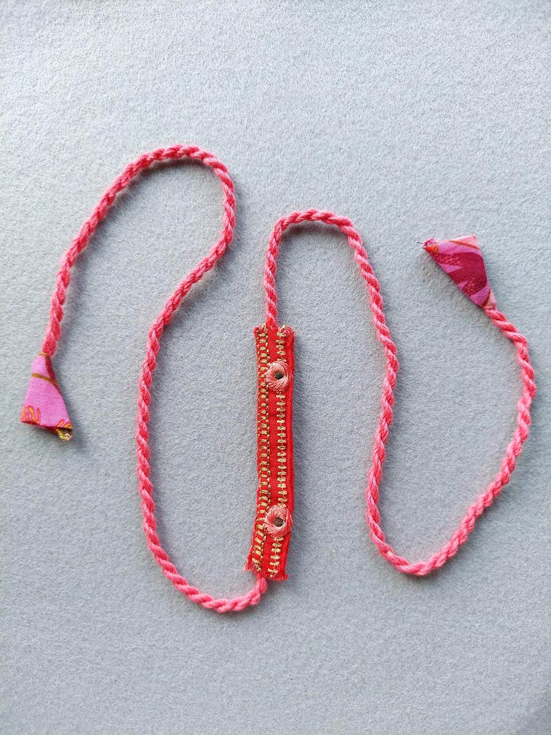 Buy Pink Embroidered Rakhi | Shop Verified Sustainable Products on Brown Living