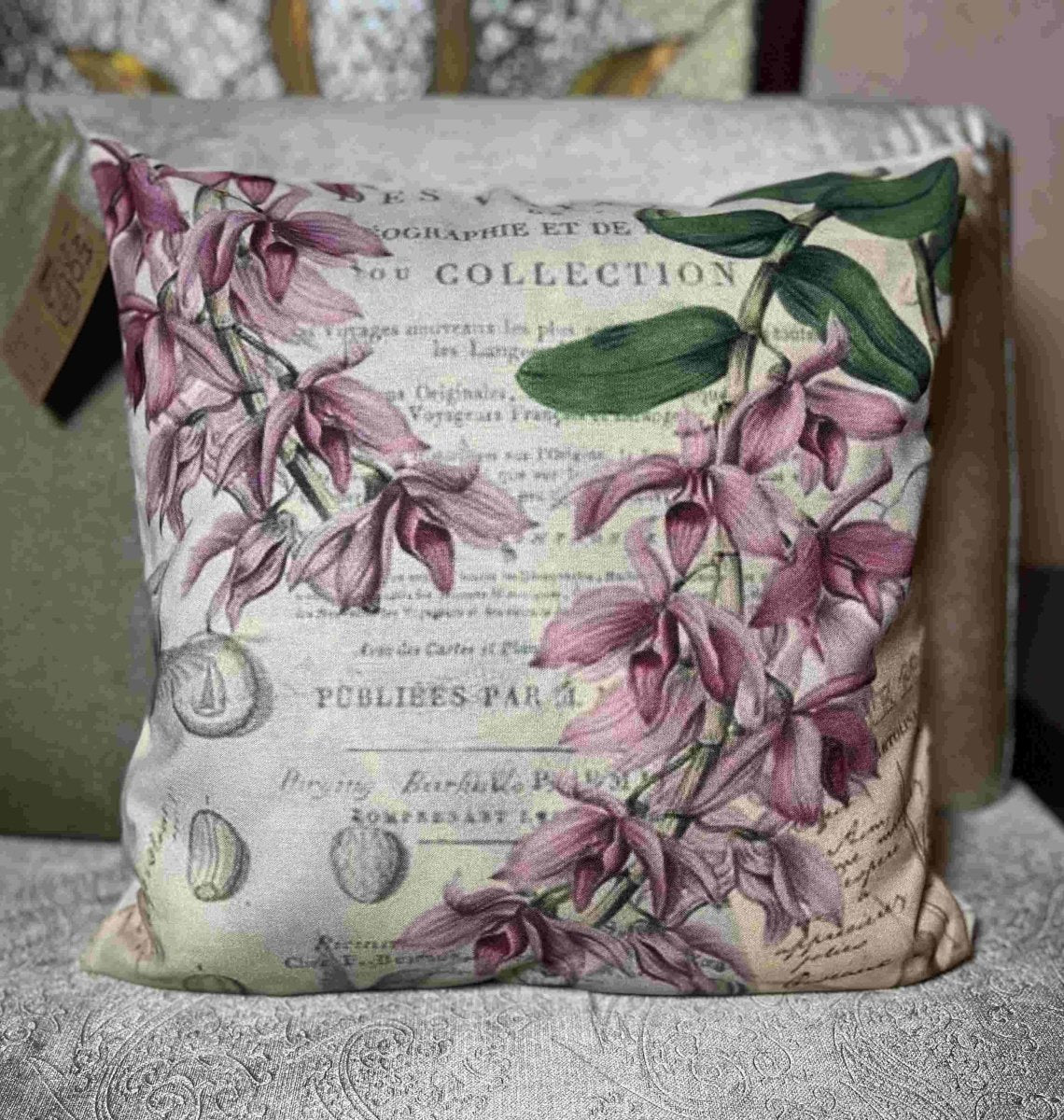 Pink Floral Cushion Cover | Upcycled Linen | Verified Sustainable by Brown Living™