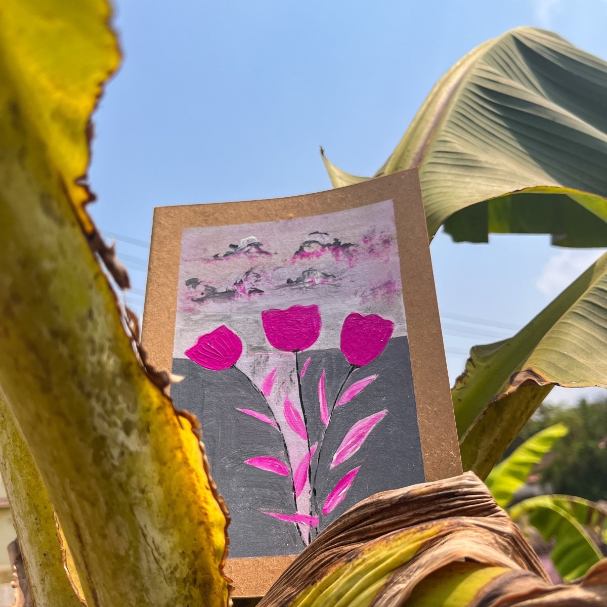 Pink Flowers Handpainted Notebook | Verified Sustainable by Brown Living™