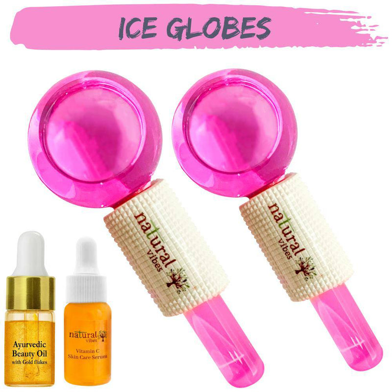Buy Pink Ice Globes Facial Tool withFREEGoldBeautyOil & VitaminCSerum | Shop Verified Sustainable Massager on Brown Living™