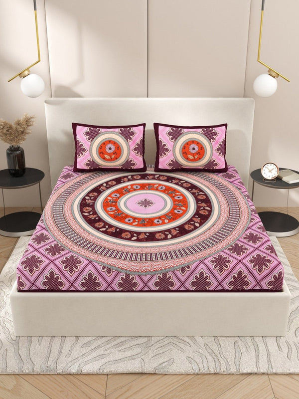 Buy Pink Interiors Paisley Hand Printed Cotton Queen Size Bedding Set | Shop Verified Sustainable Bedding on Brown Living™