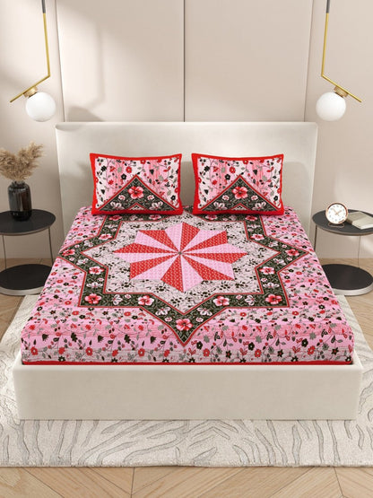 Pink Interiors Paisley Hand Printed Cotton Queen Size Bedding Set | Verified Sustainable by Brown Living™