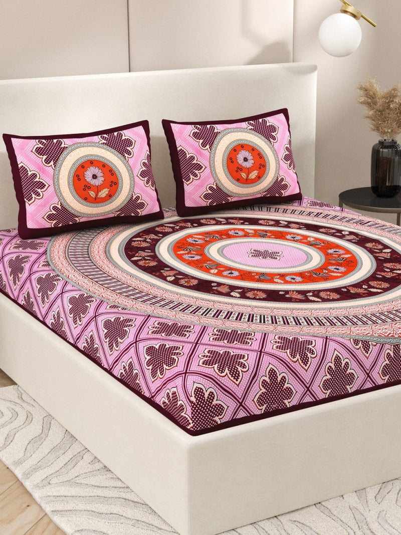 Buy Pink Interiors Paisley Hand Printed Cotton Queen Size Bedding Set | Shop Verified Sustainable Products on Brown Living