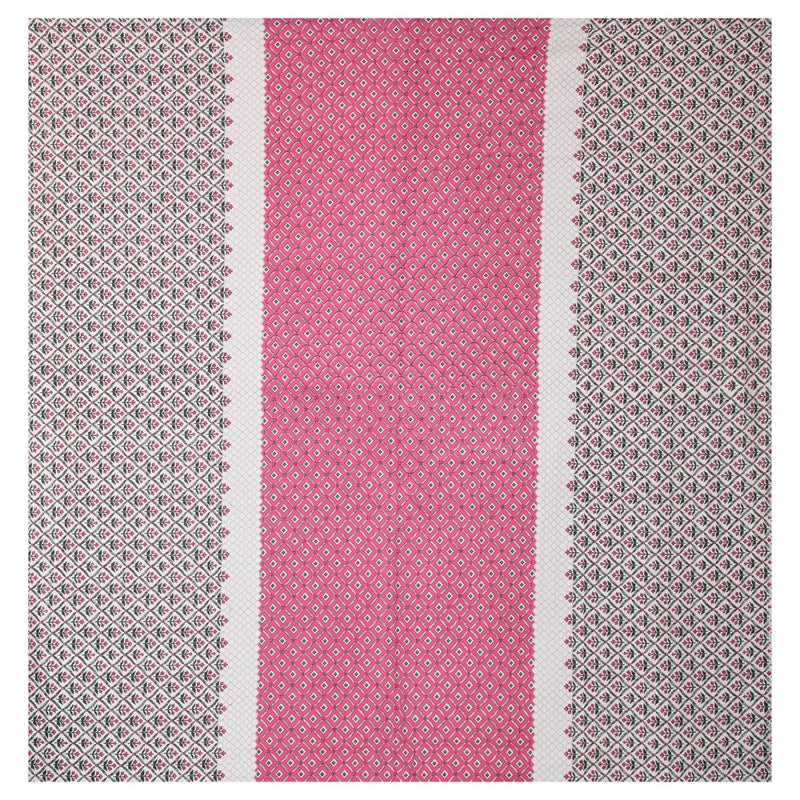 Buy Pink Jaipuri Print Pure Cotton Super King Size Bedsheet with 2 Pillow Covers | Shop Verified Sustainable Bedding on Brown Living™