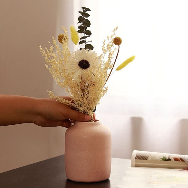 Buy Pink Matt Ceramic Vase with Summer Bunch | Shop Verified Sustainable Products on Brown Living
