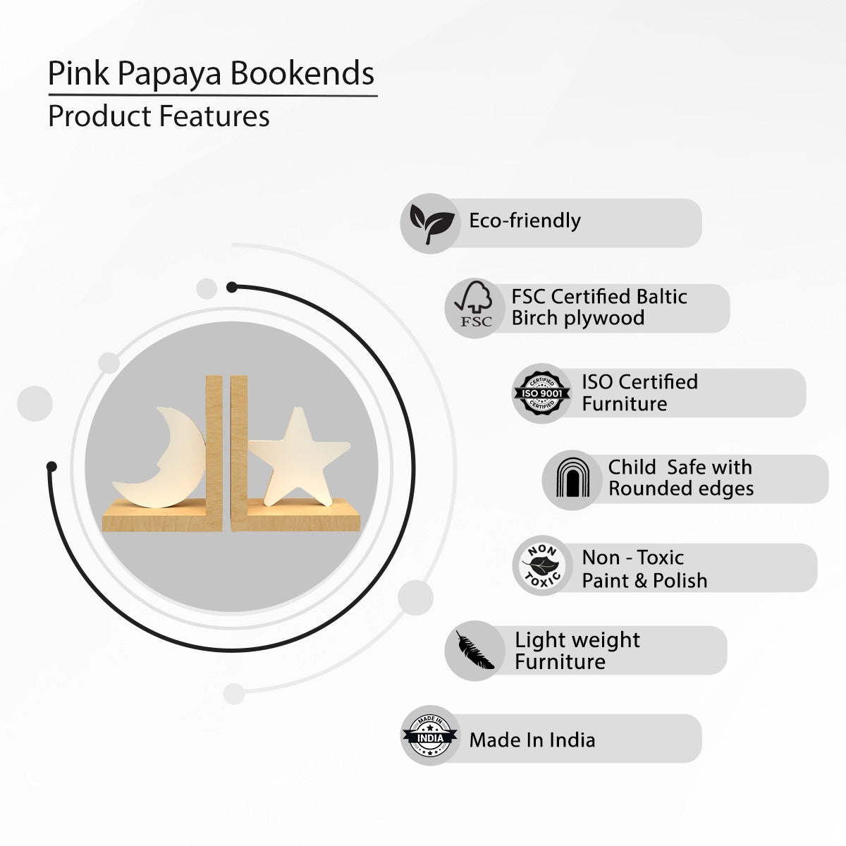 Pink Papaya Bookends | Verified Sustainable by Brown Living™