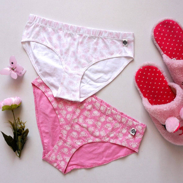 Buy Pink Roses Printed Bikini: Pack of 2 | Shop Verified Sustainable Womens Underwear on Brown Living™
