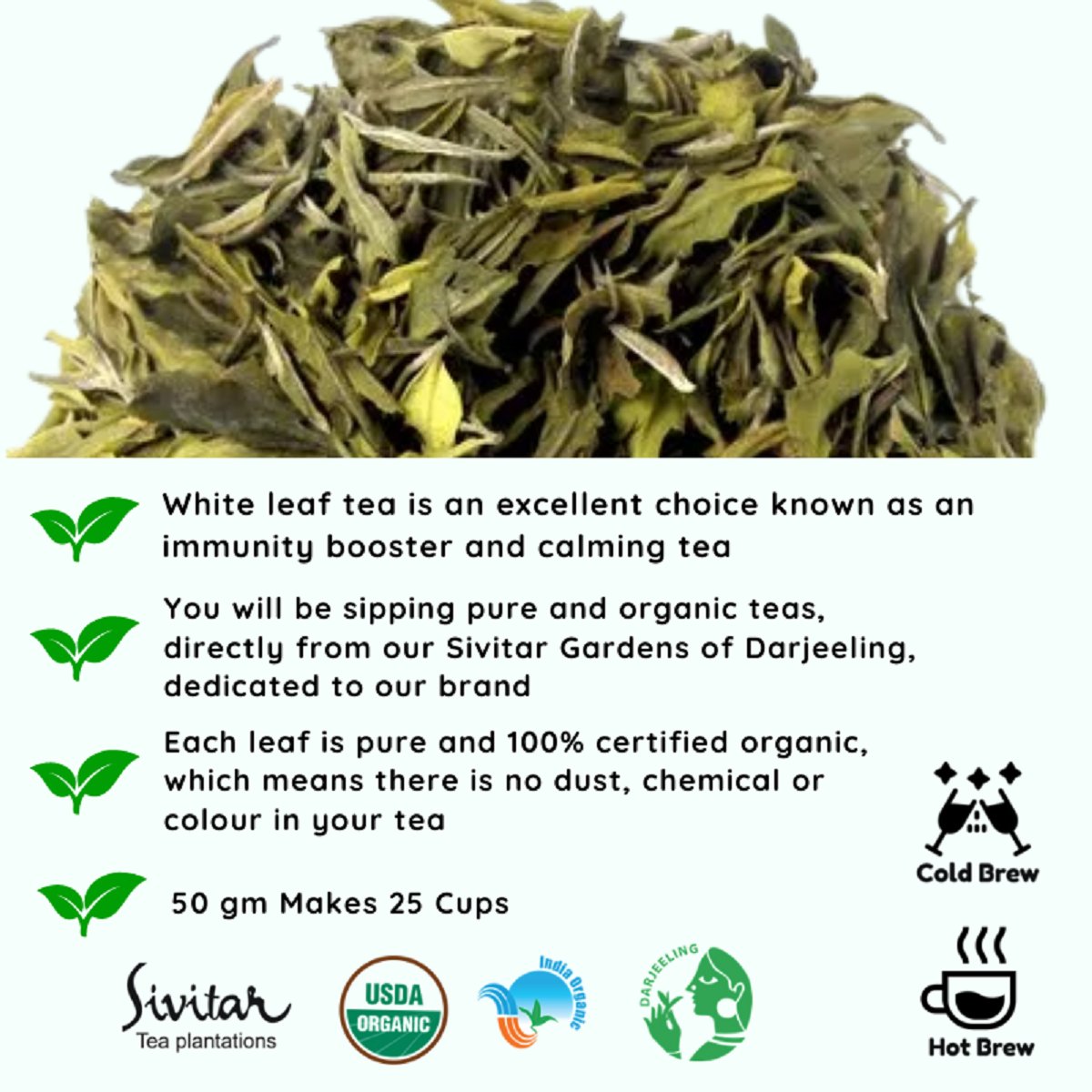 Pisces White Leaf | Zodiac Tea Collection | 50 g | Verified Sustainable by Brown Living™