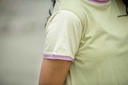 Pistachio Color - Blocked Women's Organic Cotton Crop Top | Verified Sustainable by Brown Living™