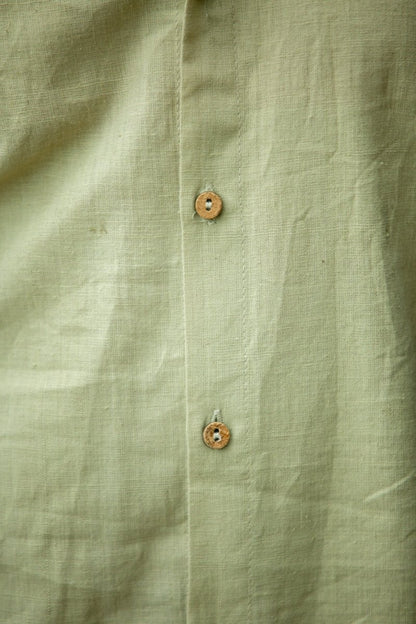 Pistachio Mandarin Collar Khadi Shirt | Verified Sustainable by Brown Living™