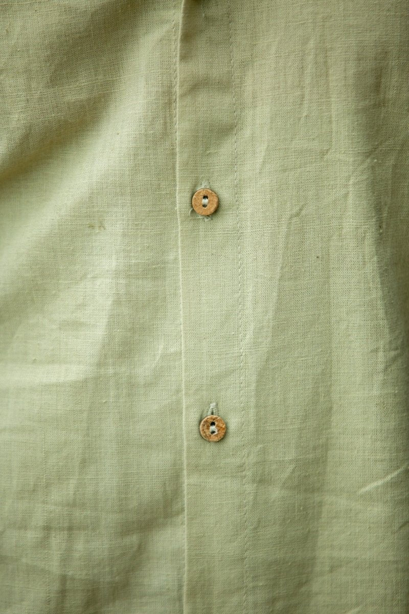 Buy Pistachio Mandarin Collar Khadi Shirt | Shop Verified Sustainable Products on Brown Living