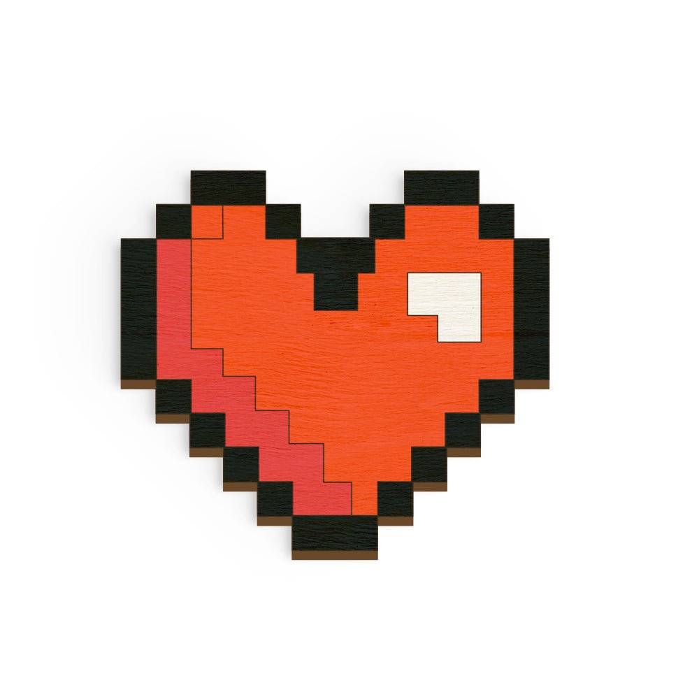 Pixelated Heart Hand Painted Wooden Magnet | Verified Sustainable by Brown Living™