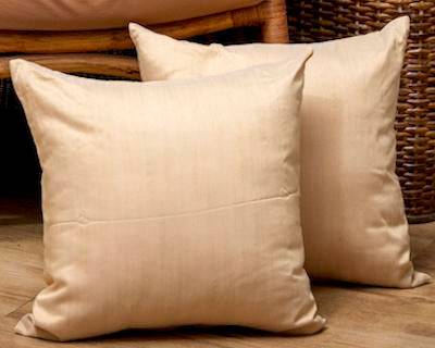 Plain Cushion Cover with Premium Handmade Silk Fabric (Natural Beige) | Verified Sustainable by Brown Living™