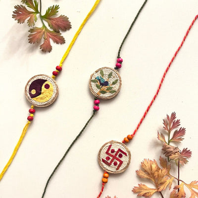 Plantable Rakhis - Set of 3 – Rakhi on Brown Living™. SKU: GRERA07. Img 1.