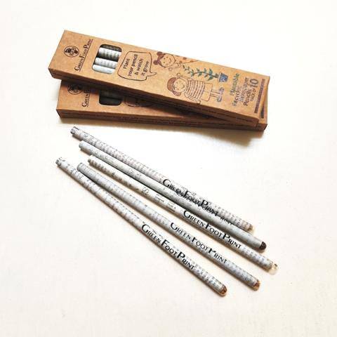 Plantable Recycled News paper Seed Pencils - Pack of 10 pencils | Verified Sustainable by Brown Living™