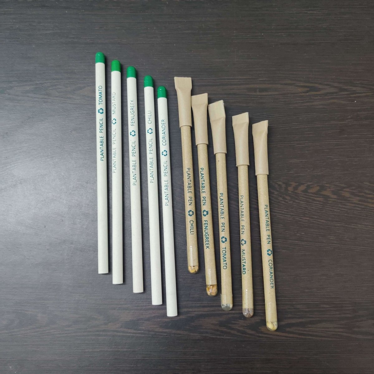 Plantable Recycled Paper Pen & Pencil Combo - 5 pens and 5 pencils | Verified Sustainable by Brown Living™