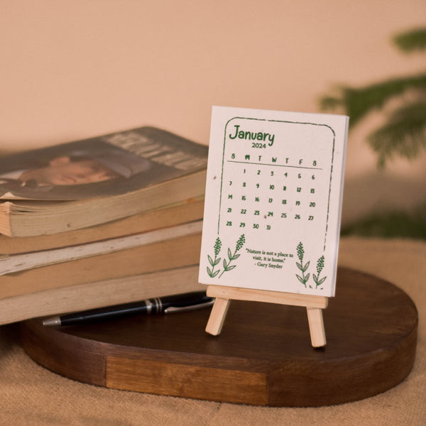 Buy Plantable Seed Paper Calendar 2024 with Wooden Easel Stand | Shop Verified Sustainable Organizers & Planners on Brown Living™