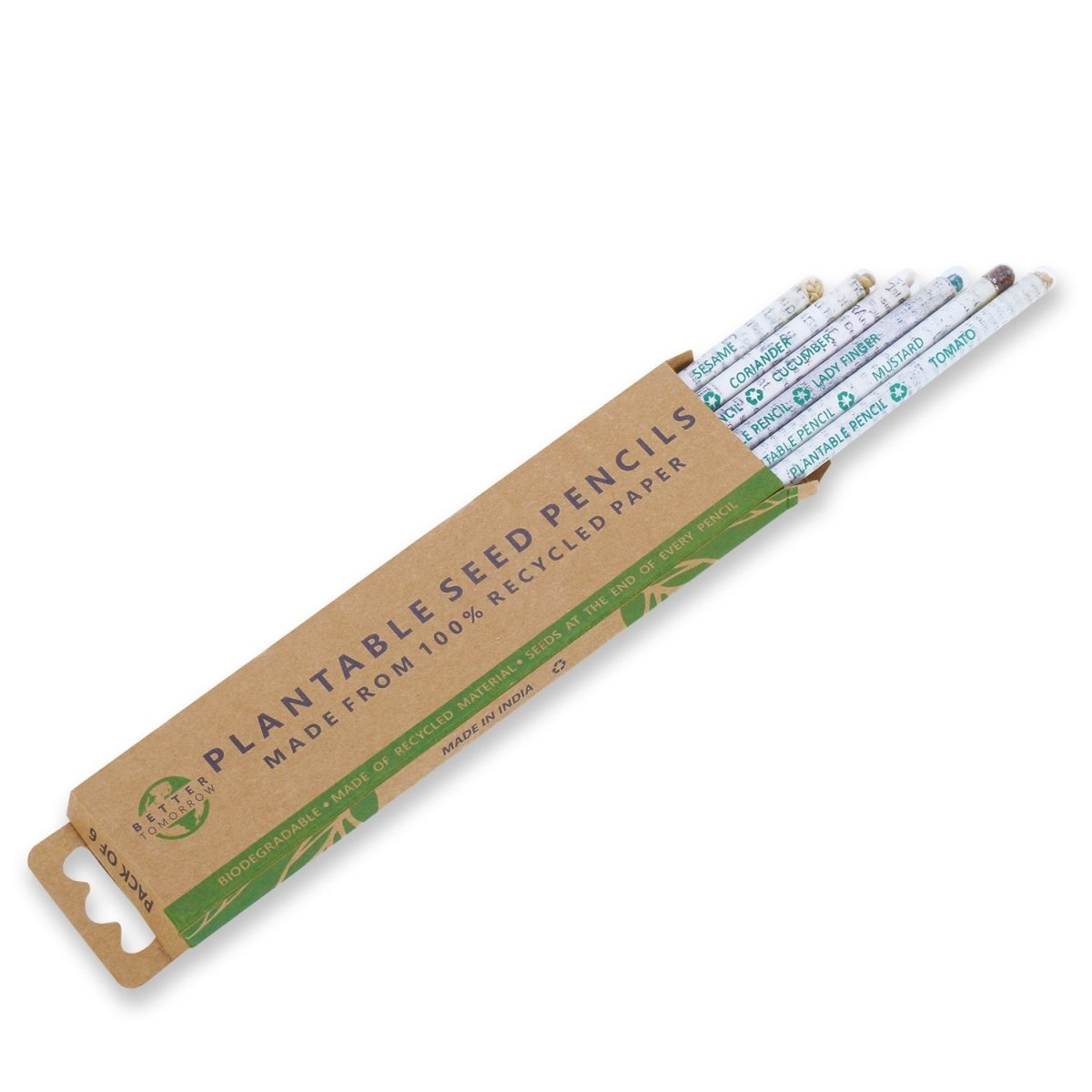 Plantable Seed Pencils made of Recycled Newspaper - Pack of 6 Pencils | Verified Sustainable by Brown Living™