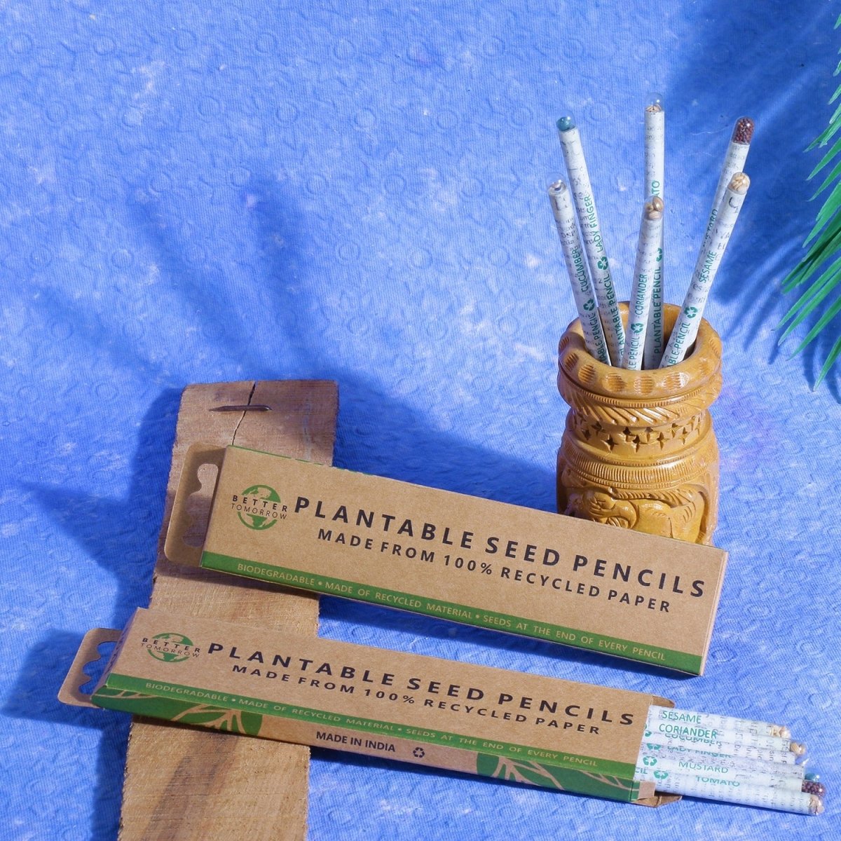 Plantable Seed Pencils made of Recycled Newspaper - Pack of 6 Pencils | Verified Sustainable by Brown Living™