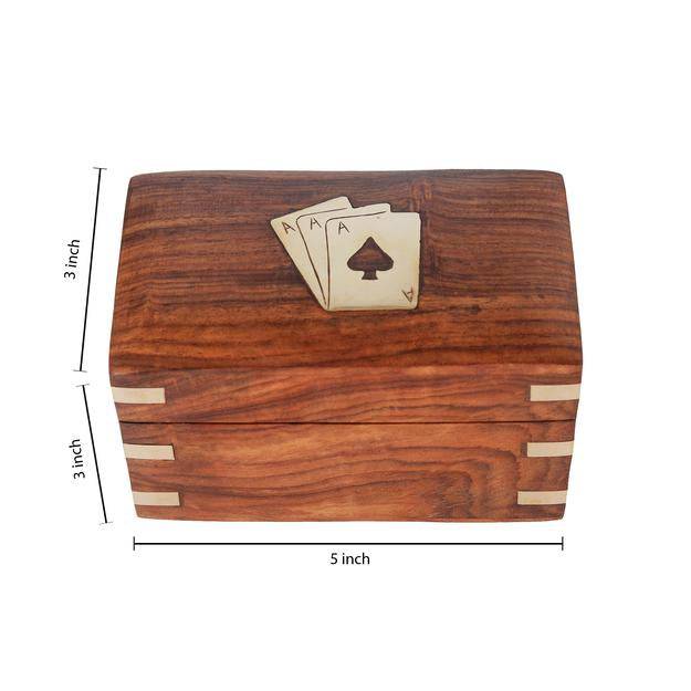 Buy Handmade Wooden Storage Box Case with Free Playing Cards Set of 2 | Shop Verified Sustainable Learning & Educational Toys on Brown Living™