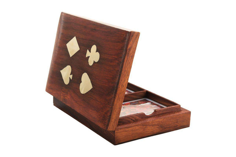 Buy Playing Cards Set of 2 in Handmade Wooden Storage Box Case Holder | Shop Verified Sustainable Products on Brown Living
