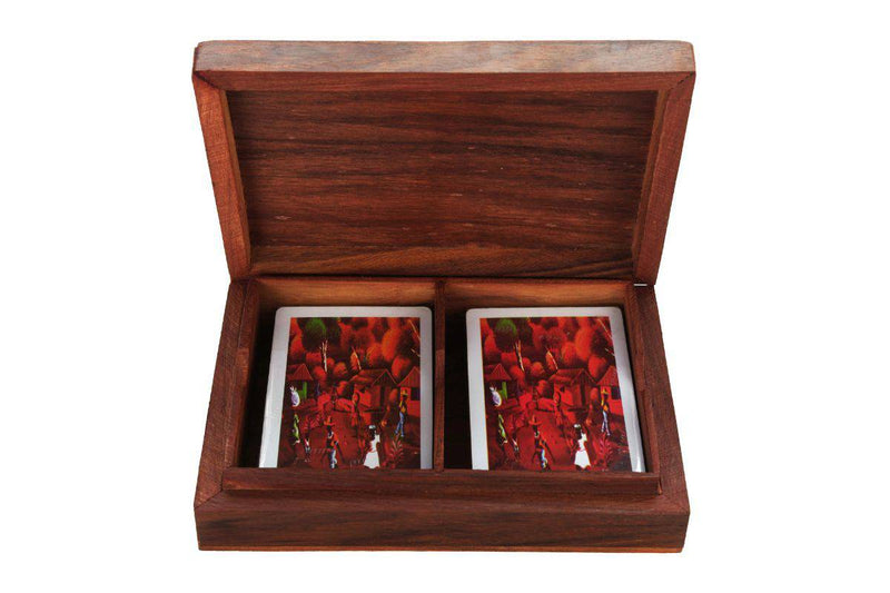 Buy Playing Cards Set of 2 in Handmade Wooden Storage Box Case Holder | Shop Verified Sustainable Products on Brown Living
