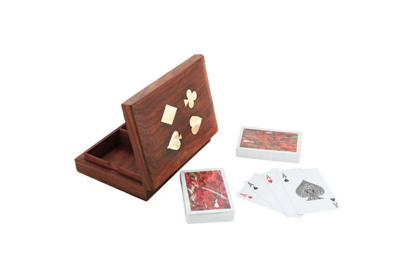 Buy Playing Cards Set of 2 in Handmade Wooden Antique Storage Box | Shop Verified Sustainable Learning & Educational Toys on Brown Living™