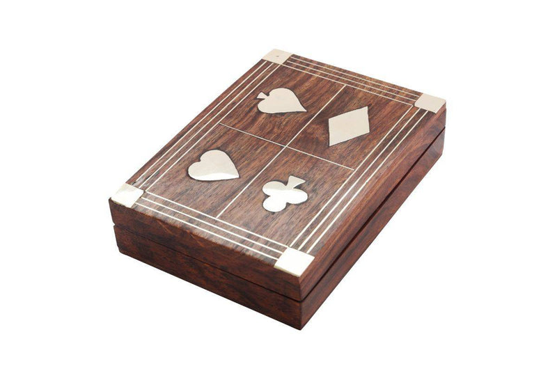 Buy Playing Cards Set of 2 in Handmade Wooden Storage Box Case Holder Design | Shop Verified Sustainable Products on Brown Living