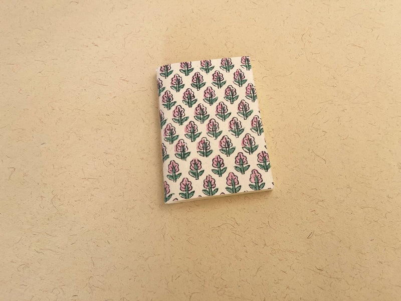 Buy Pocket - size handmade Tulip block print journal | Eco - friendly notebook, Sustainable, Upcycled cotton rag paper | Shop Verified Sustainable Products on Brown Living