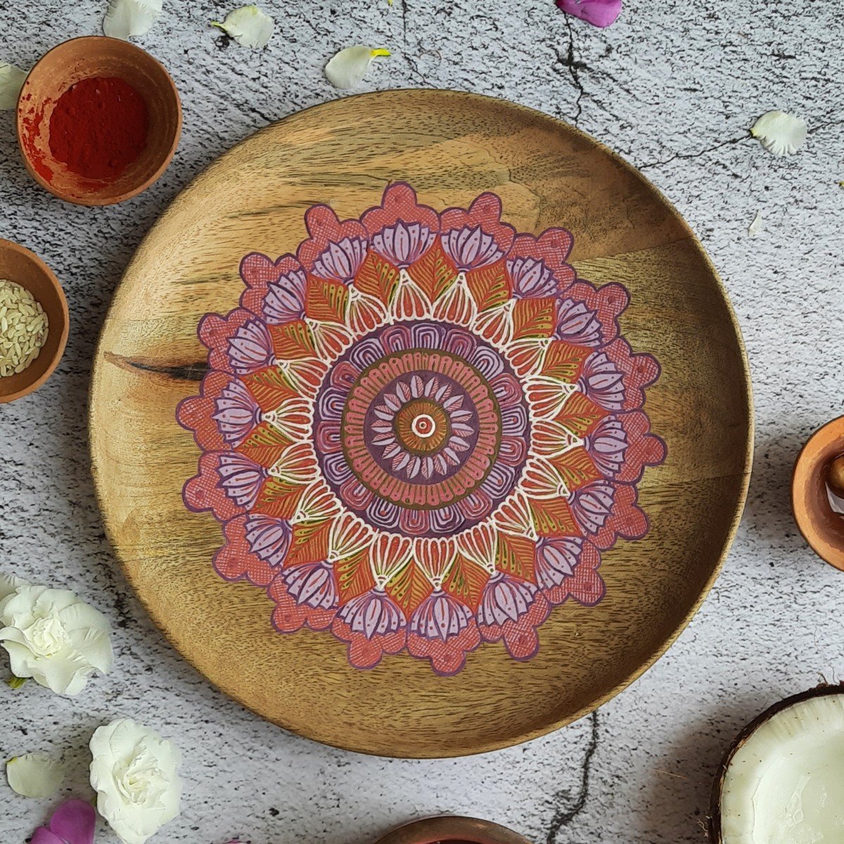 Pooja Thali | Made of Mangowood | Verified Sustainable by Brown Living™