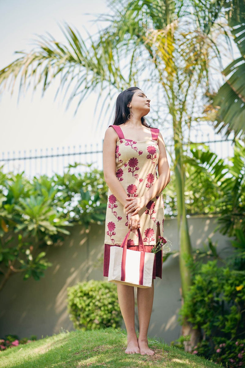 Poppy Soul Detachable Long Handloom Cotton Dress | Verified Sustainable Womens Dress on Brown Living™