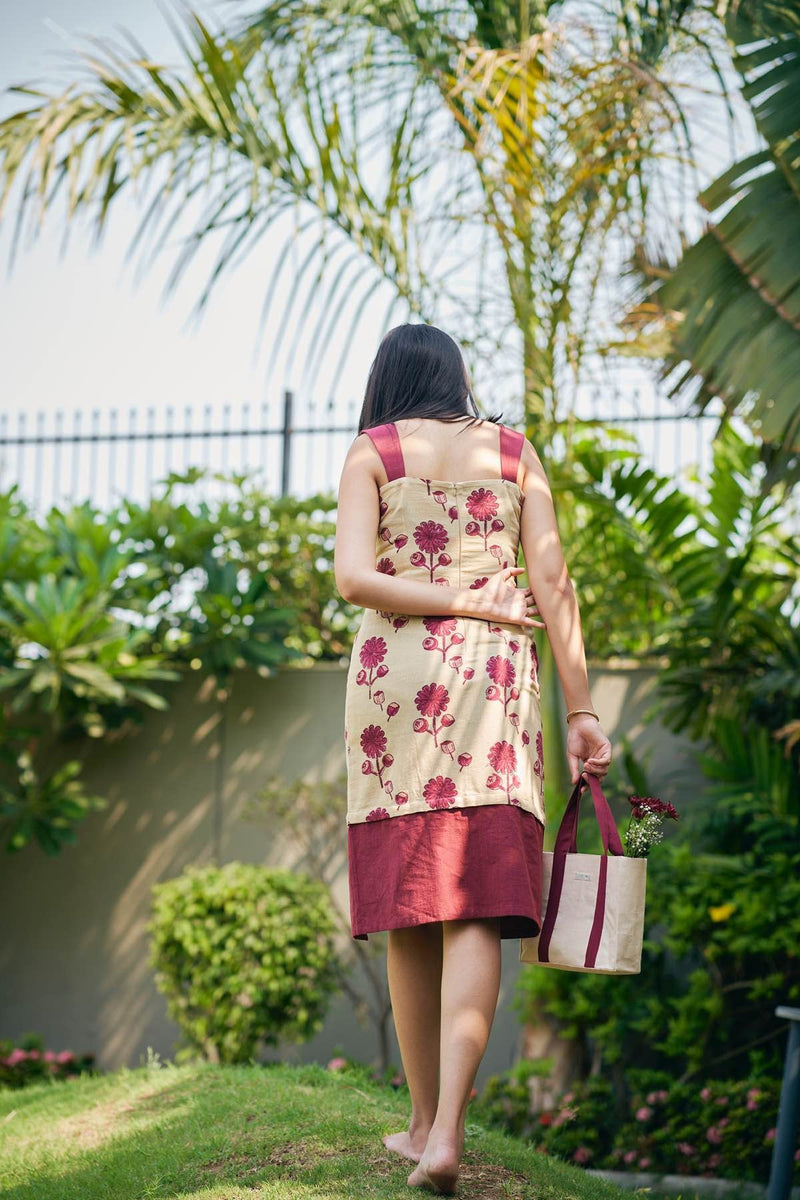 Poppy Soul Detachable Long Handloom Cotton Dress | Verified Sustainable Womens Dress on Brown Living™