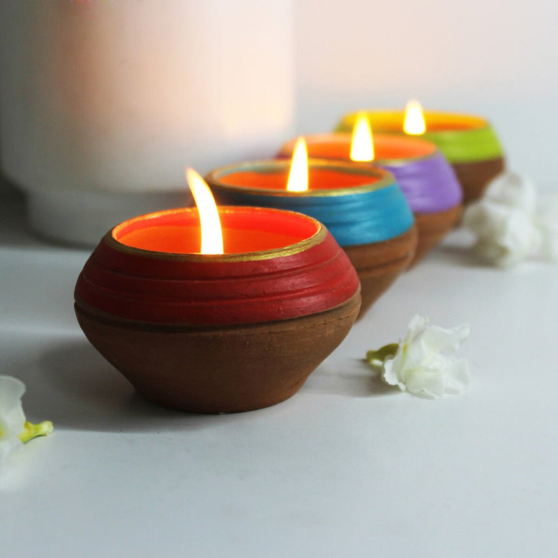 Buy Pot Dabar Candle Holder- Set Of 4 with Free HD Soywax Candles | Shop Verified Sustainable Candles & Fragrances on Brown Living™