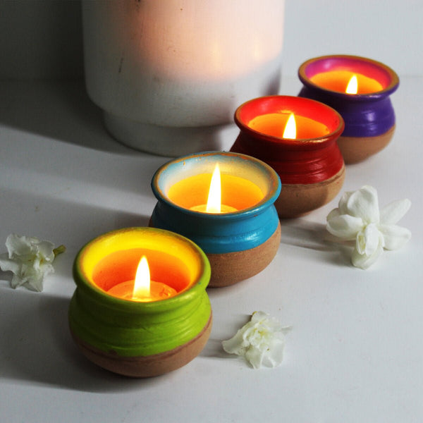 Buy Pot Handi Candle Holder- Set Of 4 with Free HD Candles | Shop Verified Sustainable Products on Brown Living