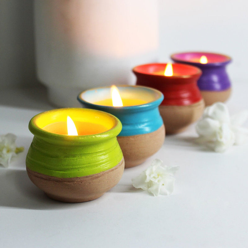 Buy Pot Handi Candle Holder- Set Of 4 with Free HD Soywax Candles | Shop Verified Sustainable Candles & Fragrances on Brown Living™