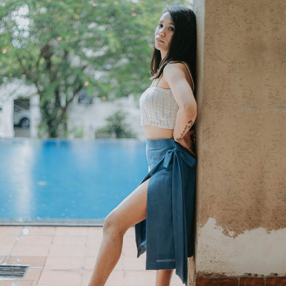 Powder Blue Wrap Skirt | Verified Sustainable by Brown Living™