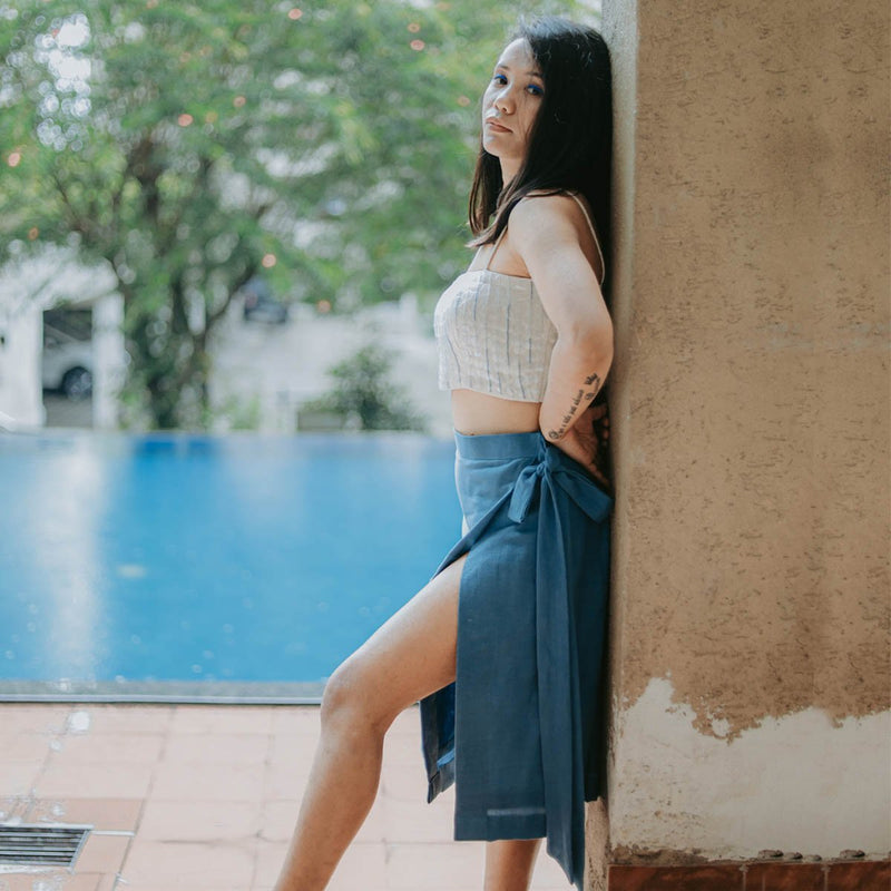 Buy Powder Blue Wrap Skirt | Shop Verified Sustainable Products on Brown Living