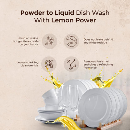 Powder to Liquid Dish Wash Refill - 2.5L (5x500ml) | Verified Sustainable by Brown Living™