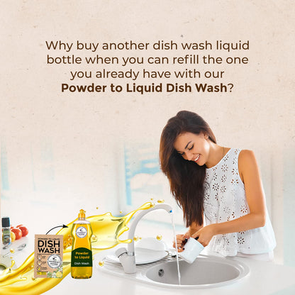 Powder to Liquid Dish Wash Refill - 2.5L (5x500ml) | Verified Sustainable by Brown Living™