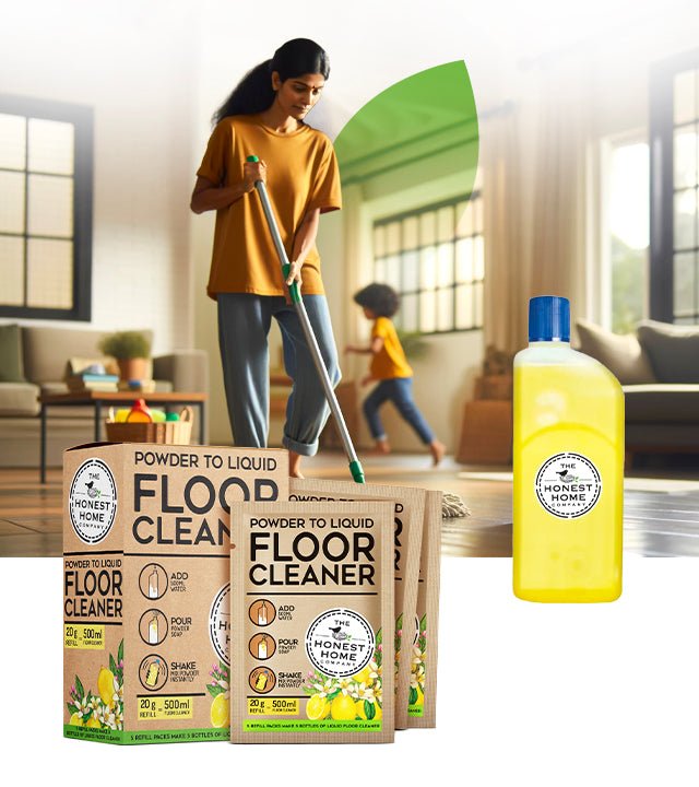 Powder to Liquid Floor Cleaner Refill- 2.5L (5x500ml)- Lemon | Verified Sustainable Cleaning Supplies on Brown Living™