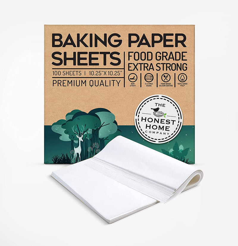Pre-cut Square 100 Baking Parchment Paper Sheets- 10x10 Inch | Verified Sustainable Cooking & Baking Supplies on Brown Living™