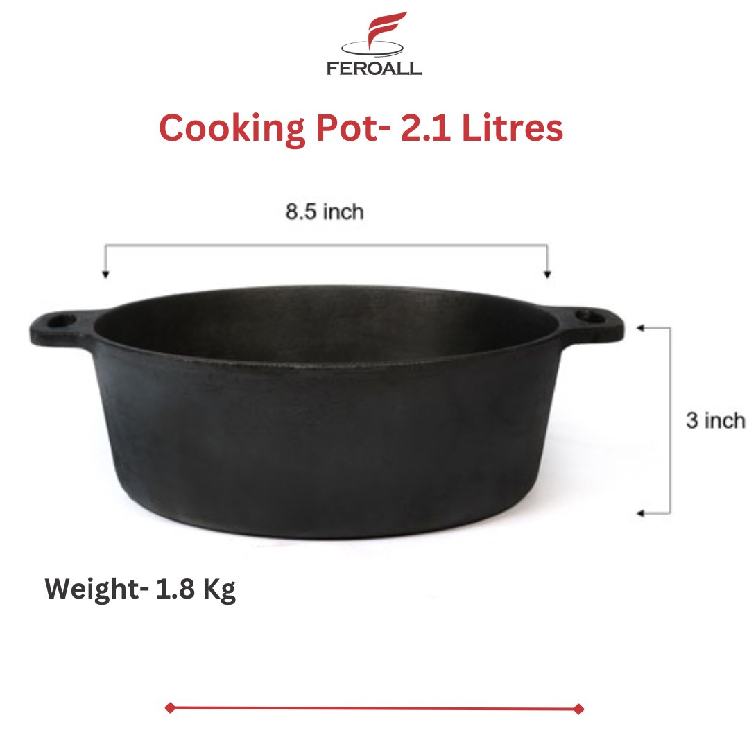 Pre Seasoned Cast Iron Cooking Pot | 2.1 litres, 1.8 kg | Verified Sustainable by Brown Living™