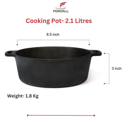 Pre Seasoned Cast Iron Cooking Pot | 2.1 litres, 1.8 kg | Verified Sustainable by Brown Living™