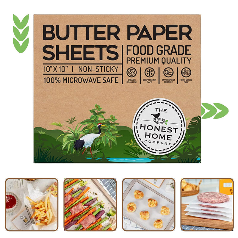 Precut 10x10 Inch Square Butter Paper Sheets- 200 | Verified Sustainable Cooking & Baking Supplies on Brown Living™