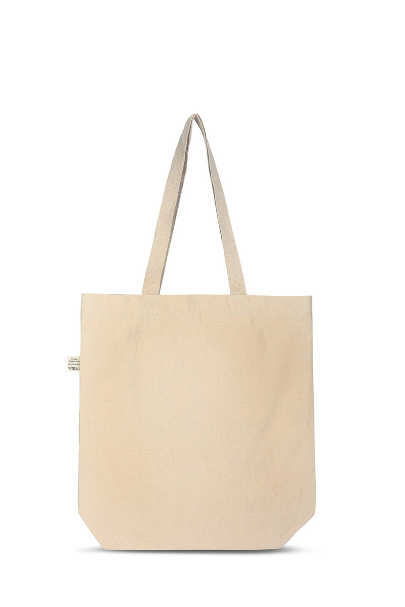 Premium Cotton Canvas Tote Bag- Be Positive White | Verified Sustainable Tote Bag on Brown Living™