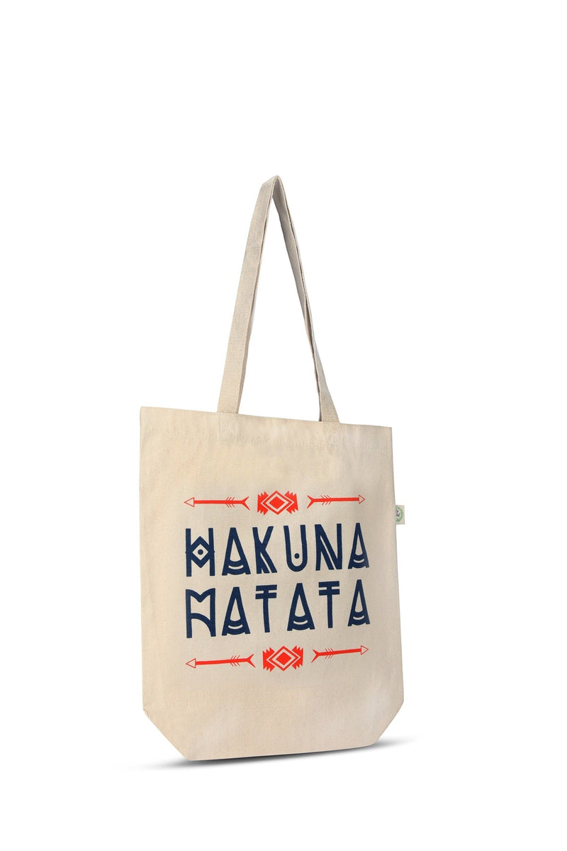 Premium Cotton Canvas Tote Bag- Hakuna Matata White | Verified Sustainable Tote Bag on Brown Living™