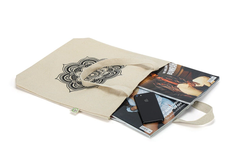Premium Cotton Canvas Tote Bag- Mandala White | Verified Sustainable Tote Bag on Brown Living™